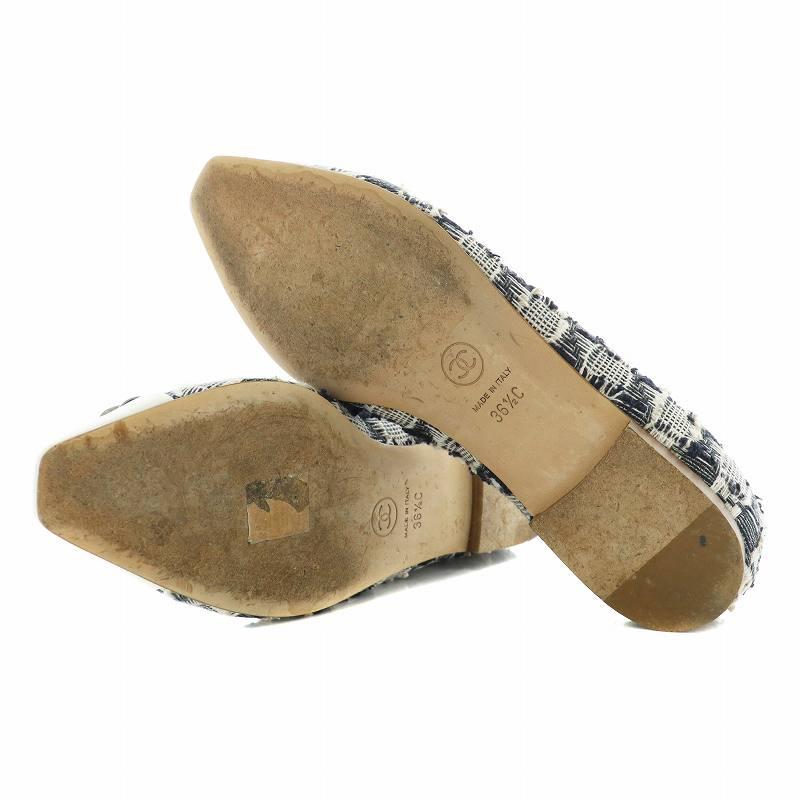 CHANEL フラワー装飾 ポインテッドトゥシューズ 35.5C