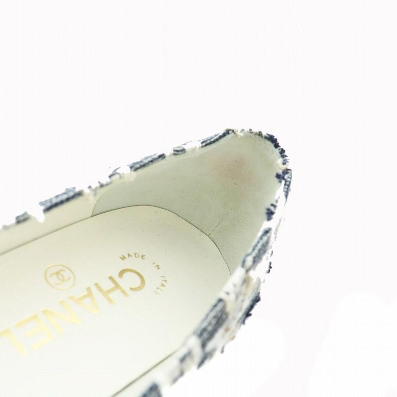 CHANEL シャネル パンプス フラットシューズ ツイード スクエアトゥ 