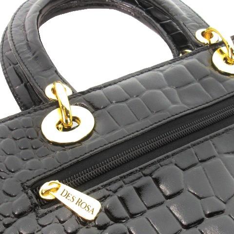 デロサ des rosa ハンドバッグ クロコ型押し 本革 エナメル