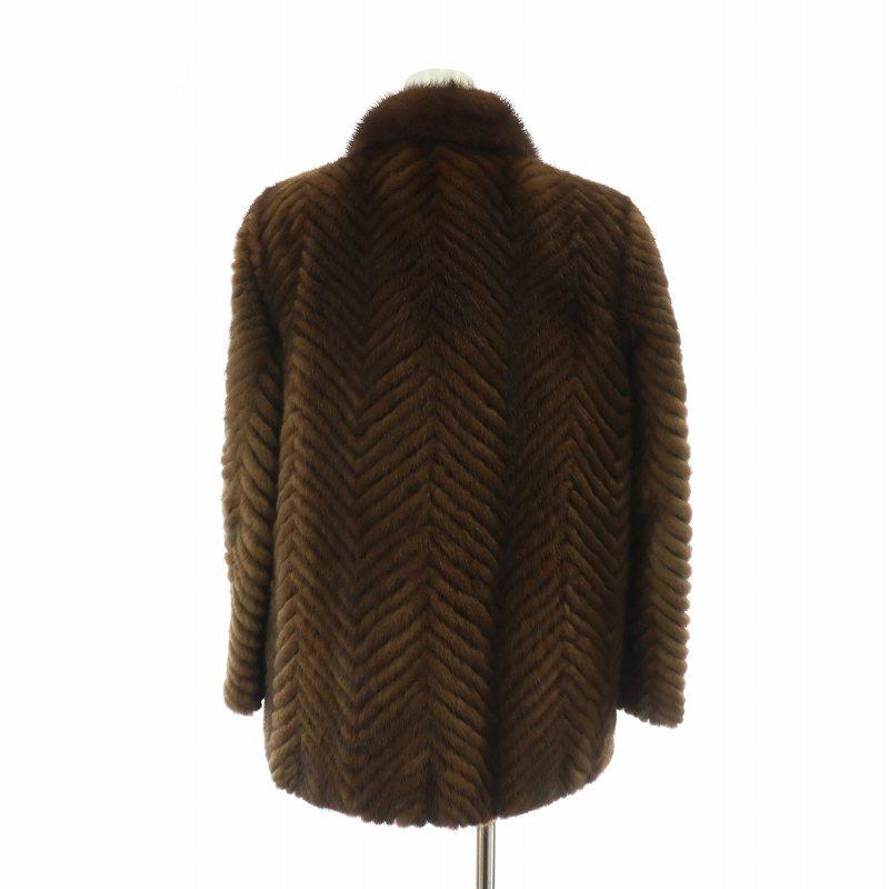 ノーブランド ファーコート アウター 毛皮 ミンク ミドル ヘリンボーン