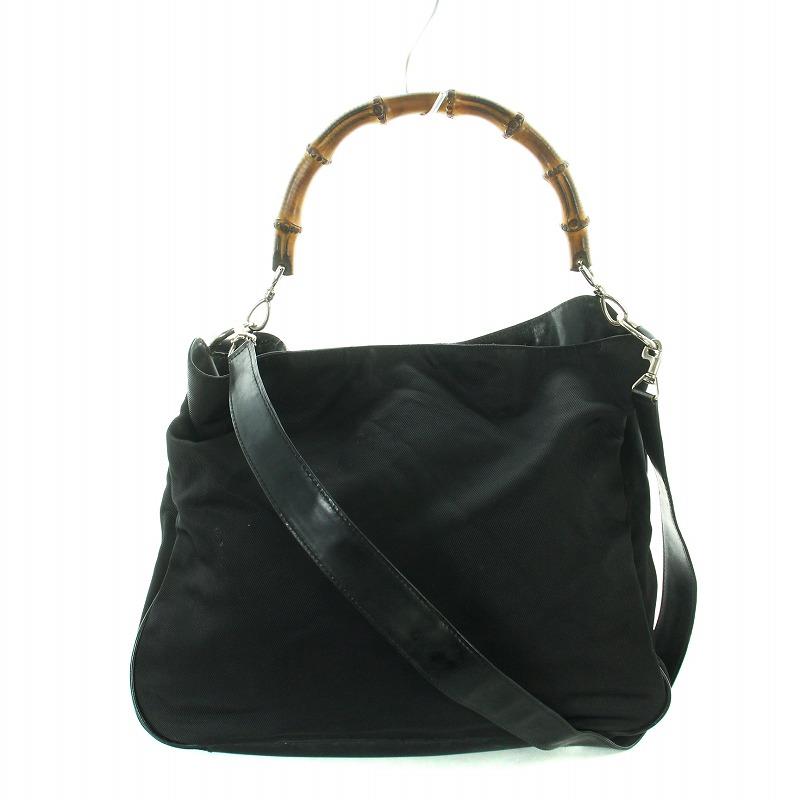 美品グッチ バンブー ショルダーバッグ 2WAY ブラック ナイロン GUCCI GUCCI グッチ バンブー ショルダー バッグ ハンド 2WAY ナイロン