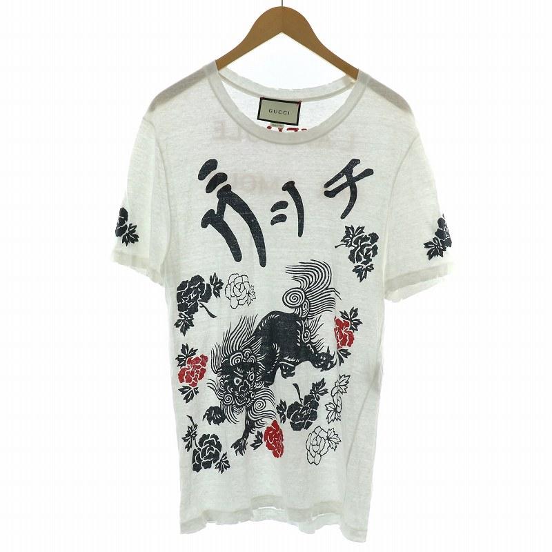 GUCCI グッチ Tシャツ 半袖 カットソー ダメージ加工 シーサー GUCCI グッチ Tシャツ 半袖 カットソー ダメージ加工 シーサー