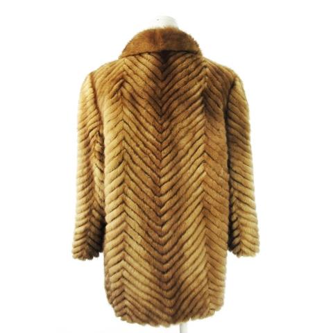 【中古】ジュリアンパルティーナ julian partina  ファーコート ミンクファー 毛皮 ヘリンボーン 11 茶 ブラウン ジュリアンパルティーナ julian partina ファーコート ミンクファー