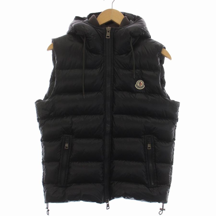 ★美品！MONCLER バルトロメロゴワッペン黒 フード付きダウンベスト0正規品 ☆美品！MONCLER バルトロメロゴワッペン黒 フード付きダウン