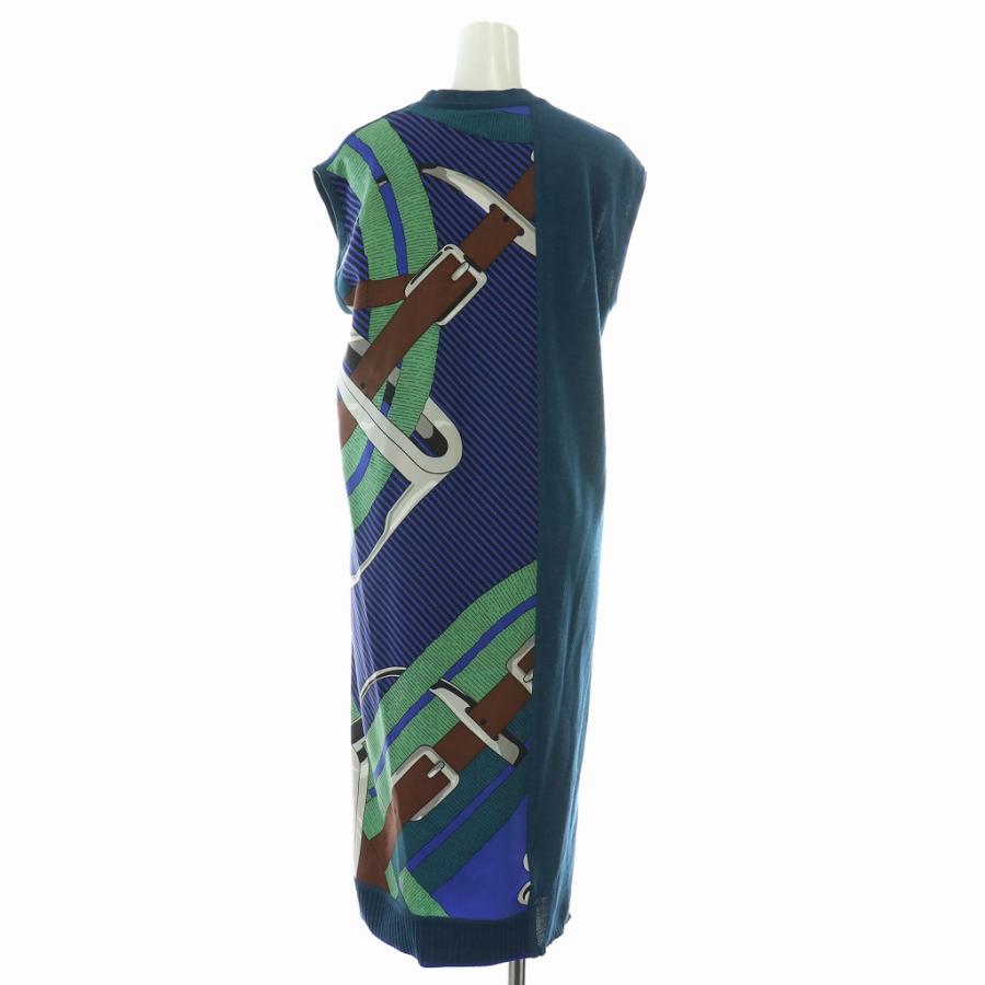 HERMES エルメス ツイルレーヌ ワンピース ロング ノースリーブ 絹  