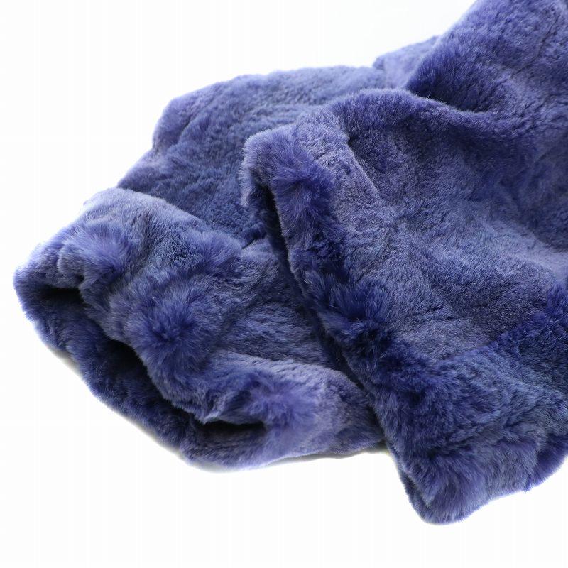 本毛皮☆ミンク 裾回り260㎝ ファーコート シェアード スカラップ パープル ノーブランド 毛皮コート シェアードミンクファー 染め 染色 ショート