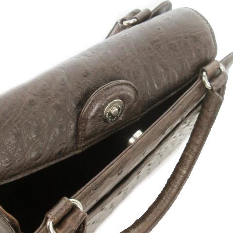 ハンドバッグ レザー オーストリッチ 茶 ブラウン /MN10 □GY18  