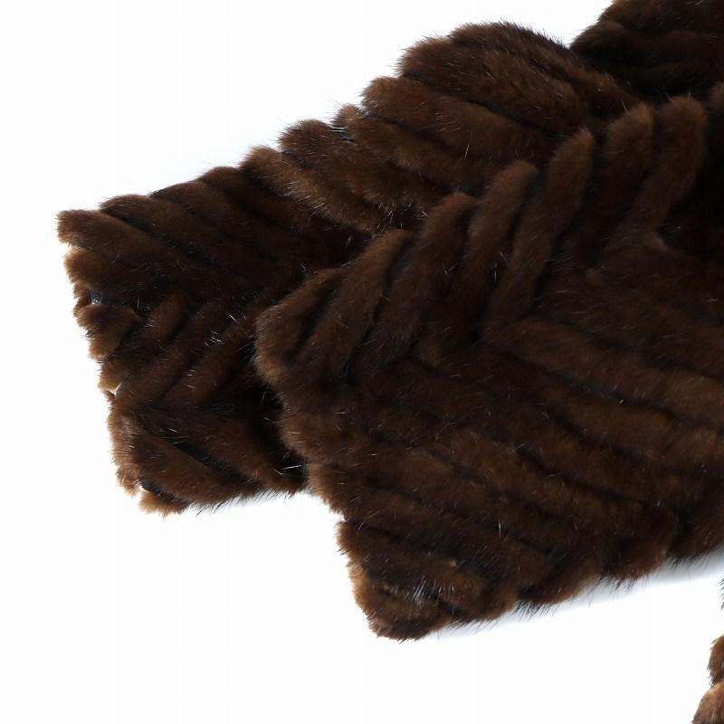 【中古】ノーブランド品 毛皮コート ミンクファー 長袖 ミドル 総裏地 11 L 茶 ブラウン ■GY11 /MQ レディース ノーブランド品 毛皮コート ミンクファー 長袖 総裏地 ミドル 11 L 茶