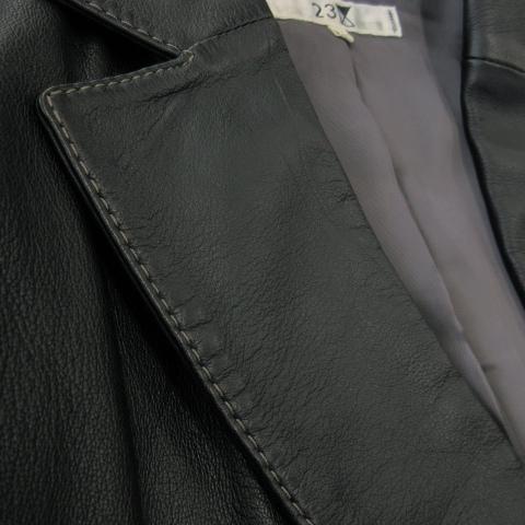 美品】ラムレザーテーラードジャケット（オンワード 樫山）黒フード無し