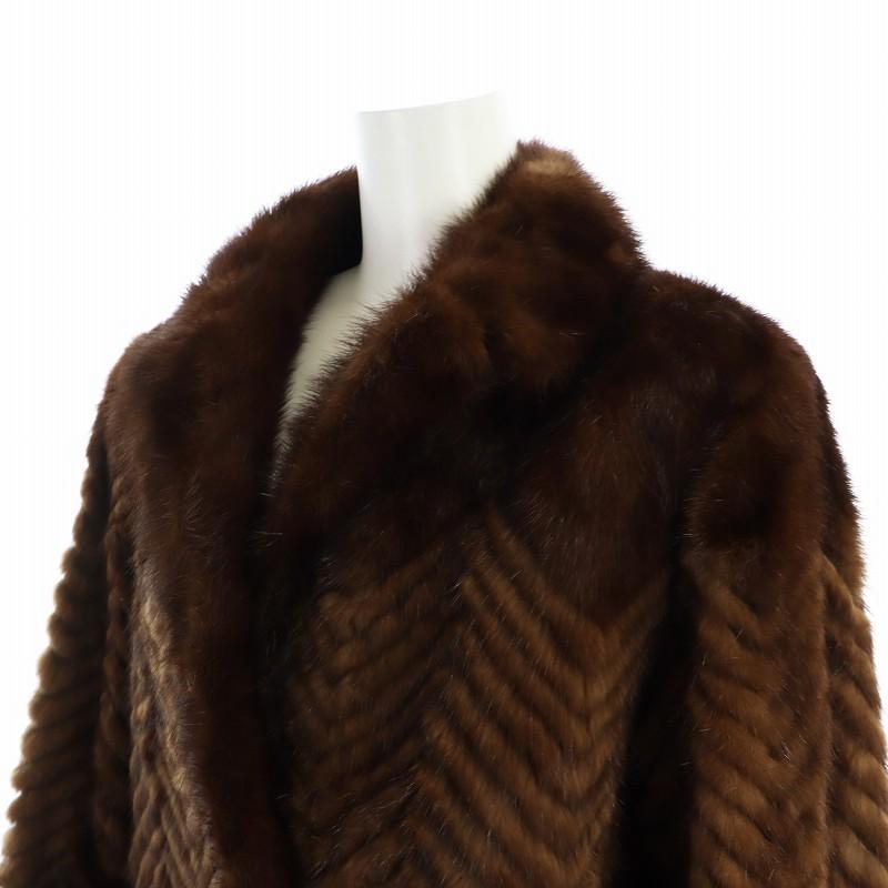 ノーブランド品 毛皮コート ミンクファー 長袖 総裏地 ミドル 大きい