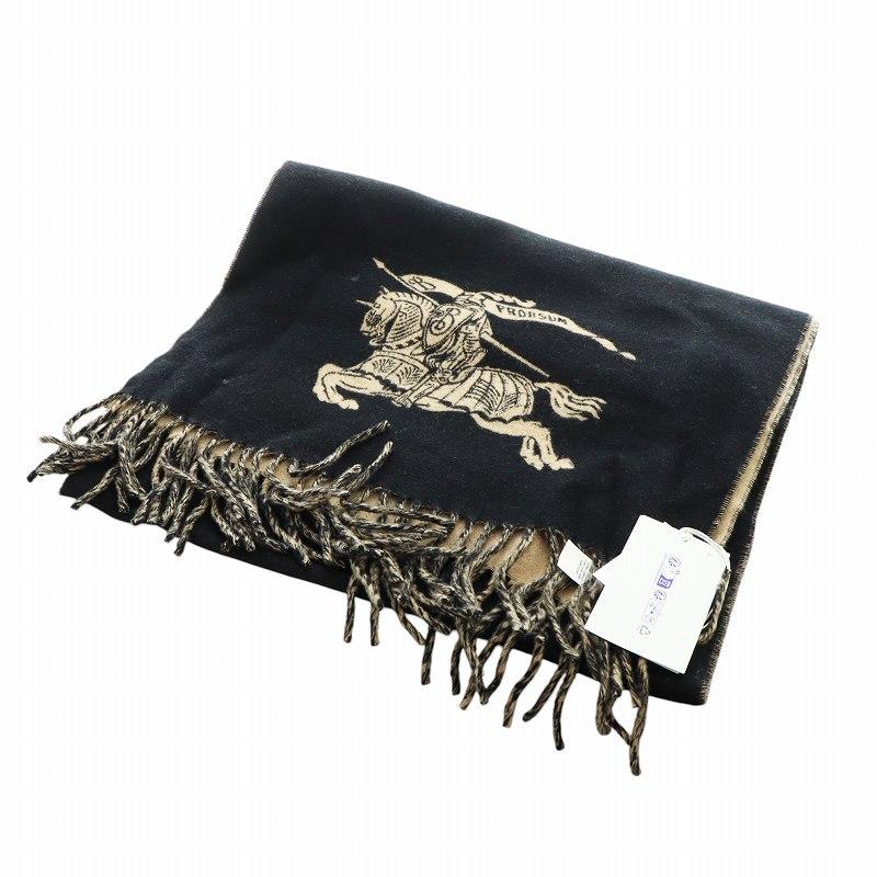 未使用品　BURBERRY リバーシブル　ストール　ブラック/ベージュ　カシミヤ BURBERRY（バーバリー） 未使用品 タグ付き リバーシブル EKD カシミア
