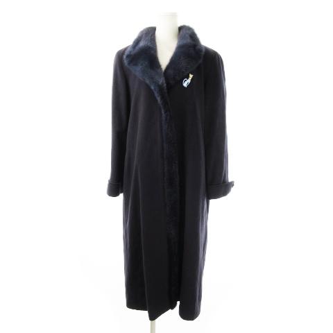 高級】PARIENNE パリエンヌ カシミヤ ロングコート 毛皮ミンク 9