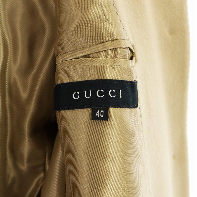 レア品！！GUCCI グッチ　カシミア混　チェスターコート（ベルト付）　黒 GUCCI グッチ ウールカシミヤ スタンドカラー ベルテッドコート 【公式