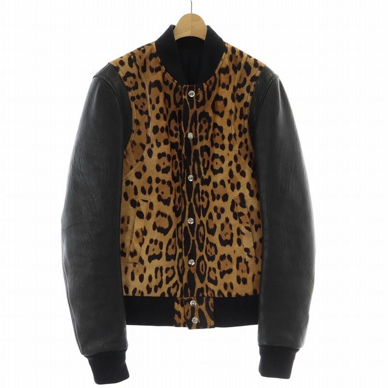 バルマン BALMAIN 袖レザー切替 ハラコ スタジャン ブルゾン レザー