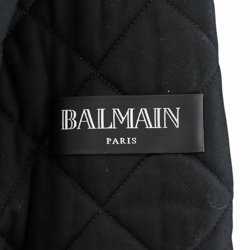 バルマン BALMAIN 袖レザー切替 ハラコ スタジャン ブルゾン レザー 
