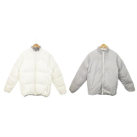 00s NIKE リバーシブルダウンジャケット　L ホワイト　グレー 00s【NIKE】ナイキ 刺繍 スウッシュ リバーシブル ダウンジャケット L