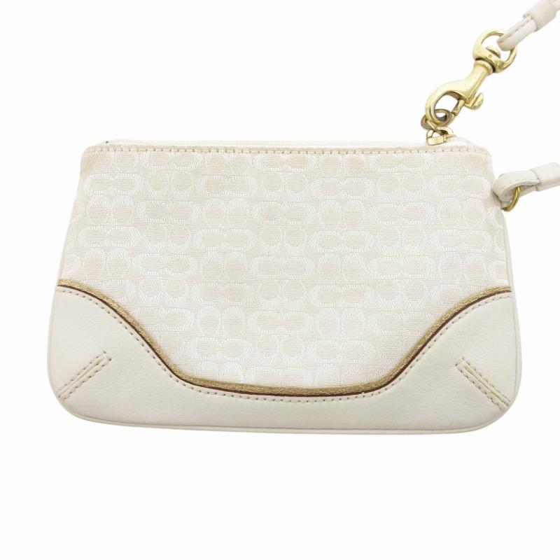 COACH（コーチ） ポーチ シグネチャー キャンバス レザー 白 ホワイト 