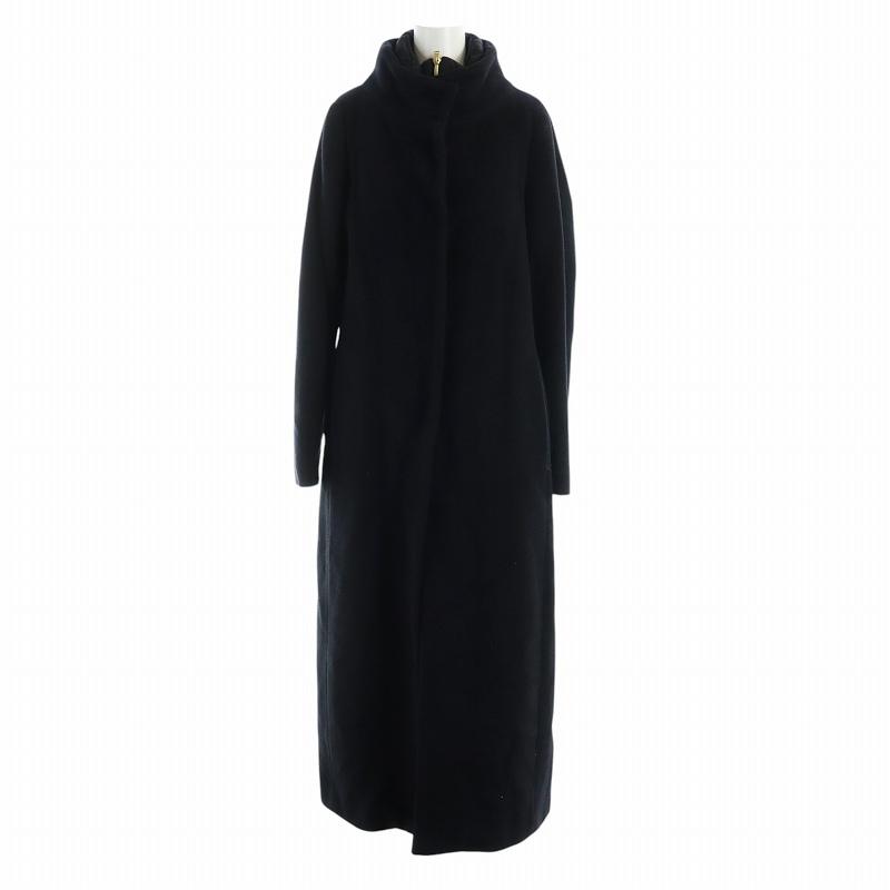 【極美品】ヘルノ★ロングコート　アンゴラ×ヴァージンウール　ブラック　サイズ42 ヘルノ HERNO ロング コート ウール アンゴラ混 ジップアップ ジレ