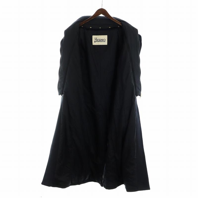 【極美品】ヘルノ★ロングコート　アンゴラ×ヴァージンウール　ブラック　サイズ42 ヘルノ HERNO ロング コート ウール アンゴラ混 ジップアップ ジレ