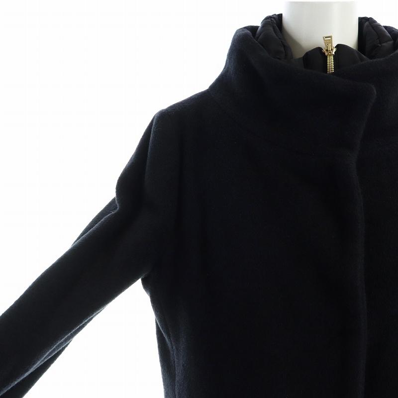 【極美品】ヘルノ★ロングコート　アンゴラ×ヴァージンウール　ブラック　サイズ42 ヘルノ HERNO ロング コート ウール アンゴラ混 ジップアップ ジレ