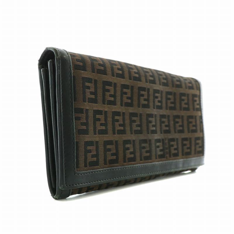 FENDI（フェンディ） 長財布 二つ折り キャンバス レザー ズッカ柄 総
