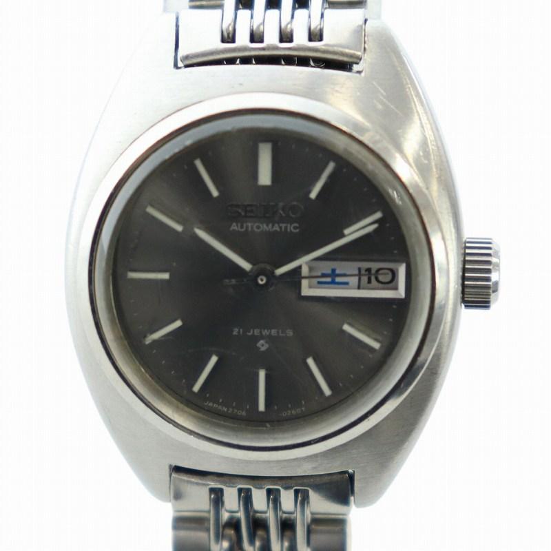 SEIKO 自動巻き腕時計 ブラック/シルバー　ジャンク品 セイコー SEIKO ジャンク品 腕時計 ウォッチ 自動巻き デイト 黒文字盤
