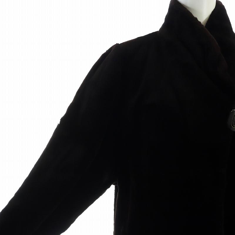 毛皮 シェアードミンクファー コート ロング 総裏地 11 L 茶 ブラウン