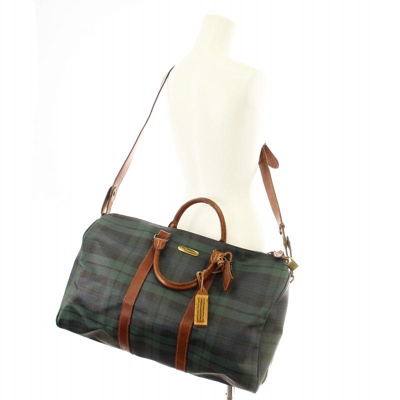 【美品】ポロラルフローレンメンズボストンバッグチェックブラックウォッチ緑人気大き ポロ ラルフローレン POLO RALPH LAUREN ボストンバッグ 旅行