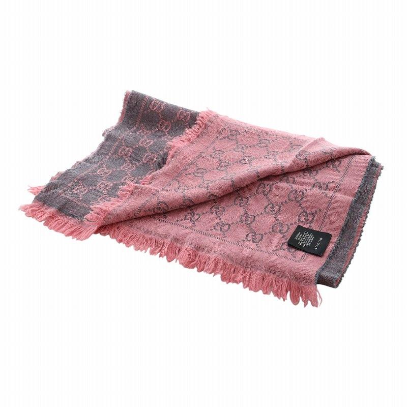GUCCI マフラー ピンク ブルー リバーシブル グッチ おしゃれ ストール