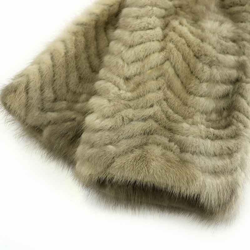 【中古】ファーコート チェスターコート ミンク 毛皮 ハーフ ミドル 総裏地 ペールトーン 11号 L グレーベージュ ファーコート チェスターコート ミンク 毛皮 ハーフ ミドル 総裏地