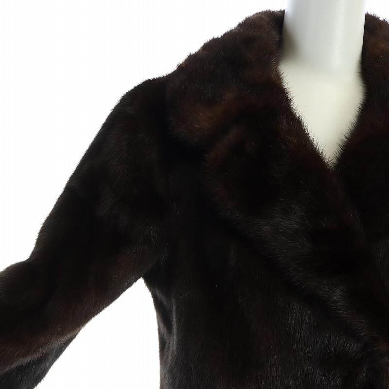 【中古】毛皮 ミンクファー ロング コート 総裏地 9 M 茶 ブラウン ■GY18 /MQ レディース ノーブランド品 毛皮コート ミンクファー 長袖 ミドル 総裏地 9 M 茶