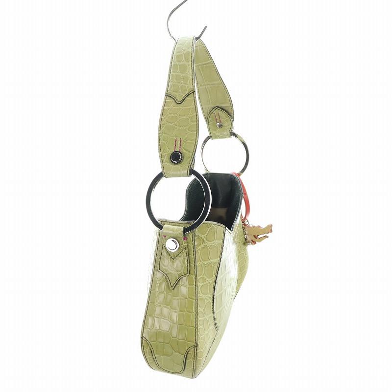 美品 チビナイル チビワニ ワンショルダー クロコダイル グリーン  