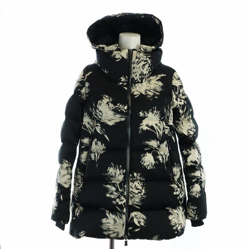 ヘルノ HERNO ダウンジャケット Brushed Print Satin A-Line Hi-Lo w 