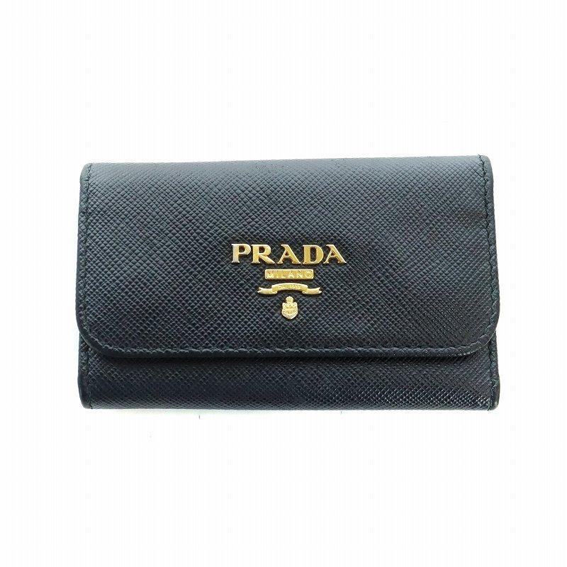 PRADA（プラダ） サフィアーノ キーケース 6連 レザー ロゴ 黒