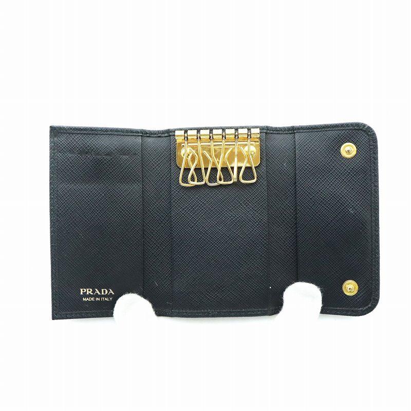 PRADA（プラダ） サフィアーノ キーケース 6連 レザー ロゴ 黒
