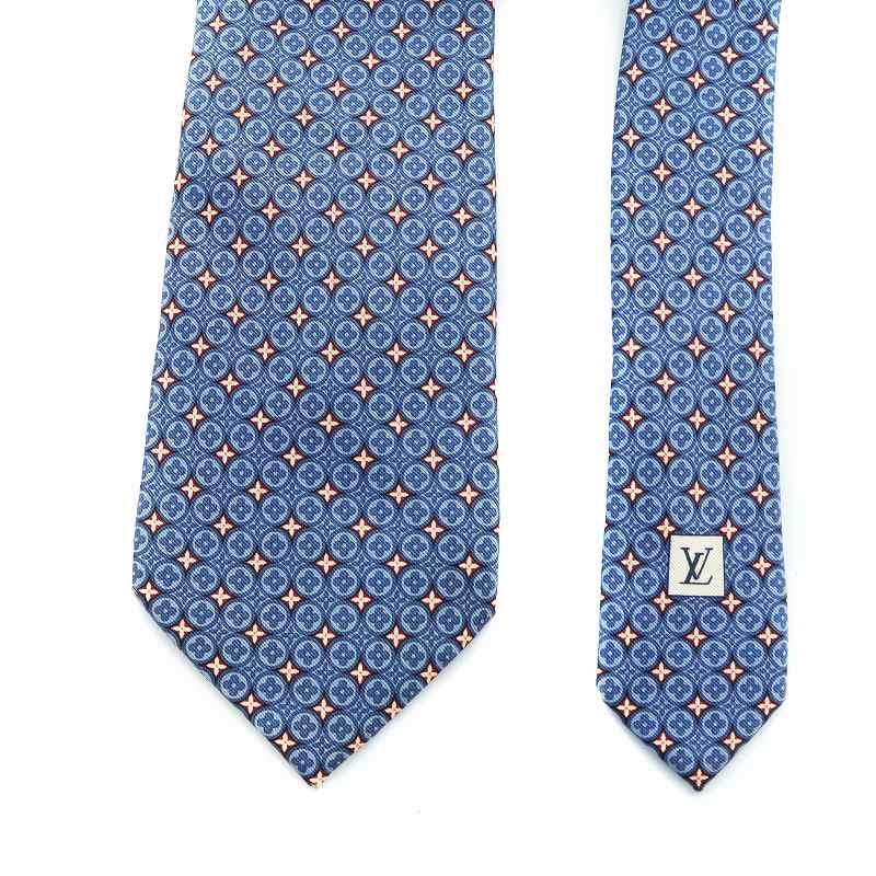 LOUIS VUITTON ルイヴィトン シルクネクタイ 中古 ルイヴィトン ネクタイ クラヴァット LV ブルー系 シルク100