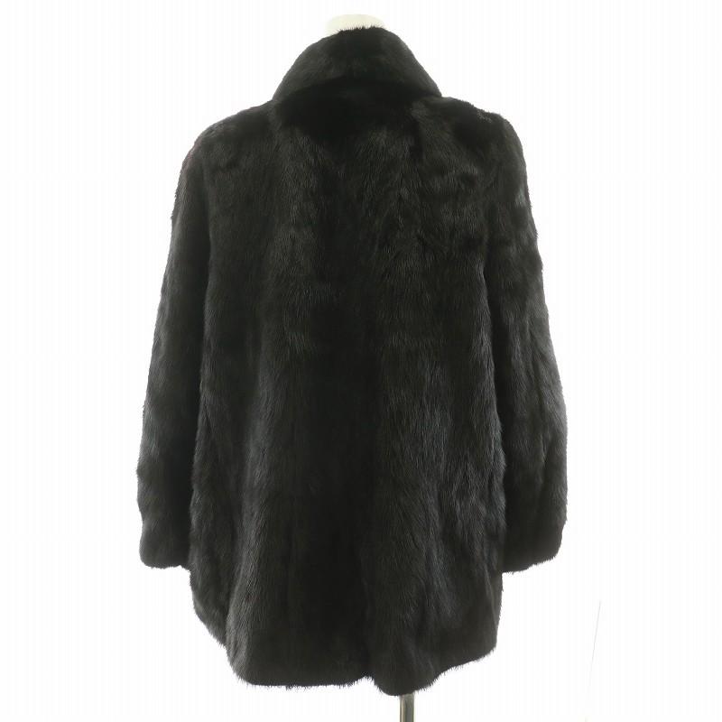 【中古】ランブルトンオンワード Rambulton Onward ファーコート スタンドカラー ミドル丈 ミンクファー 毛皮 11 茶 ランブルトン Rambulton オンワード Onward ファーコート 毛皮コート