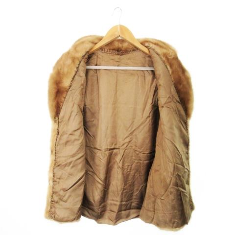 ノーブランド ファーベスト ミンクファー 毛皮 フロントフック 11 L 茶