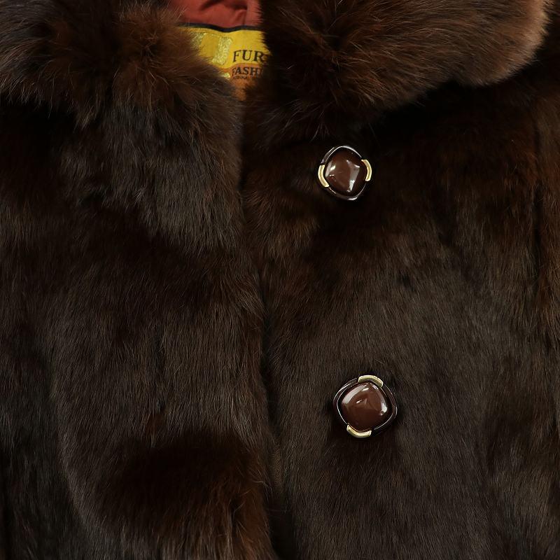 オズファー OSFUR ファーコート 毛皮コート ヌートリア ハーフ 茶