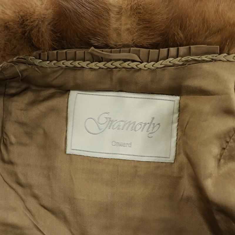 【中古】Onward オンワード Gramorly グラマリー ファーコート 毛皮コート ミンクファー ハーフ 11 L 茶 ブラウン Onward オンワード Gramorly グラマリー ファーコート 毛皮コート