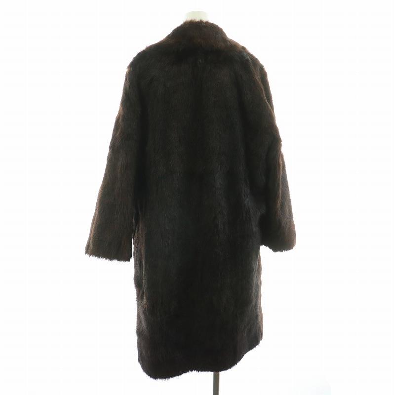 ノーブランド ミンクファーコート 毛皮コート ミドル 茶 ブラウン