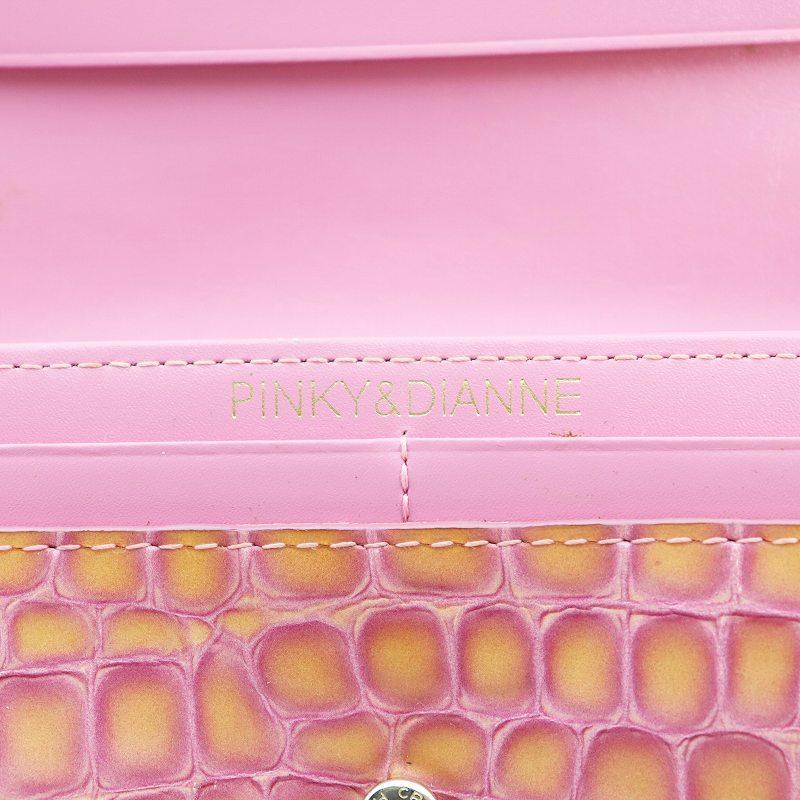 Pinky&Dianne ロゴストーン付き長財布 ピンク ラウンドファスナー