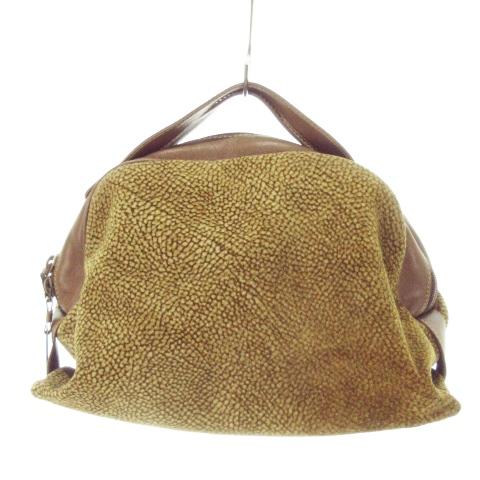 【X'masセール★30%OFF】ボルボネーゼ BORBONESE クラッチバッグうずら柄 redwallタグ付き ブラウン ベージュ ゴールド レディース 中古 ボルボネーゼ BORBONESE PATENTED redwall ハンドバッグ ミニバッグ