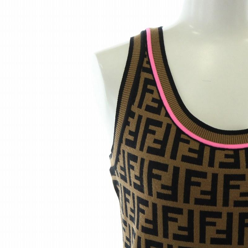 FENDI フェンディ ニット ワンピース ノースリーブ ズッカ FF