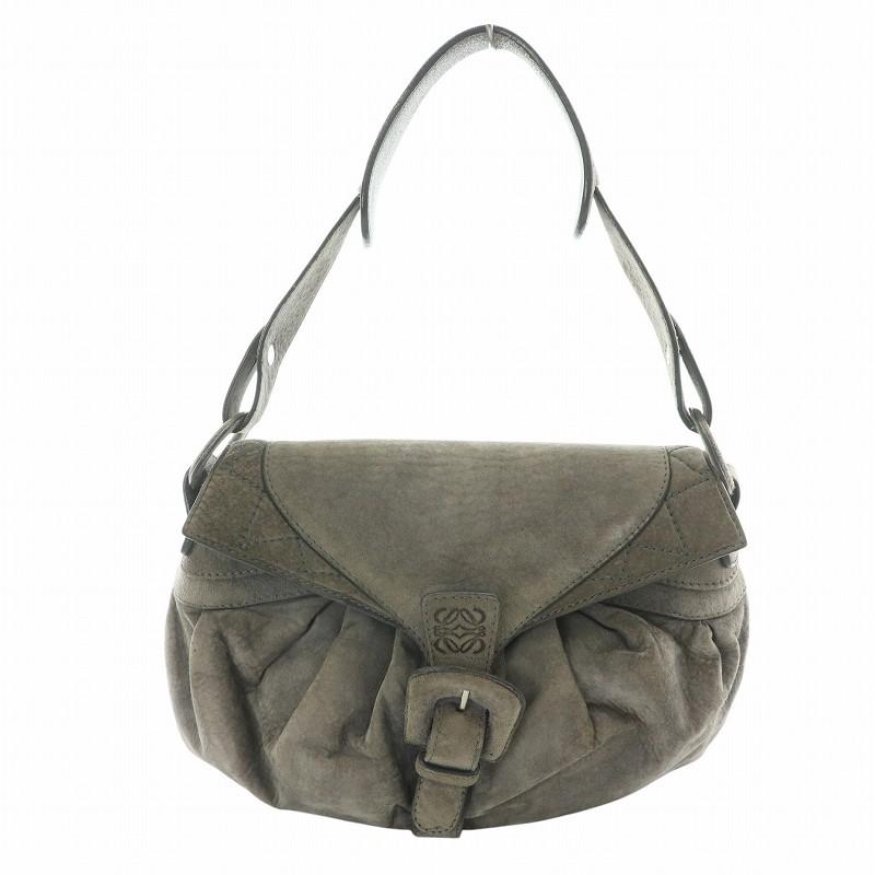 LOEWE ロエベ グレー ショルダーバッグ LOEWE（ロエベ）の「パズルエッジ バッグ ミニ（ソフトグレイン
