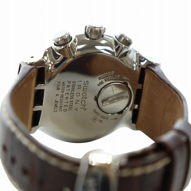 稼働品 swatch スウォッチ メンズ腕時計 ブラウン文字盤 稼働品 swatch 
