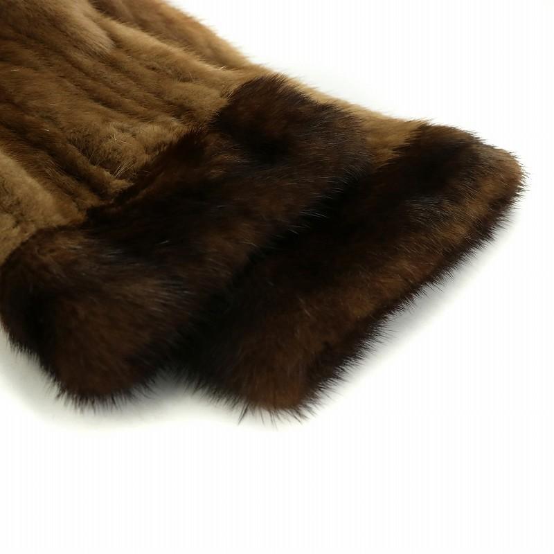 【中古】ファーコート ミンクファー 毛皮 切替 アウター ロング 9 ブラウン /NQ ■GY18 ■MT レディース ファーコート ミンクファー 毛皮 切替 アウター ロング 9 ブラウン /NQ