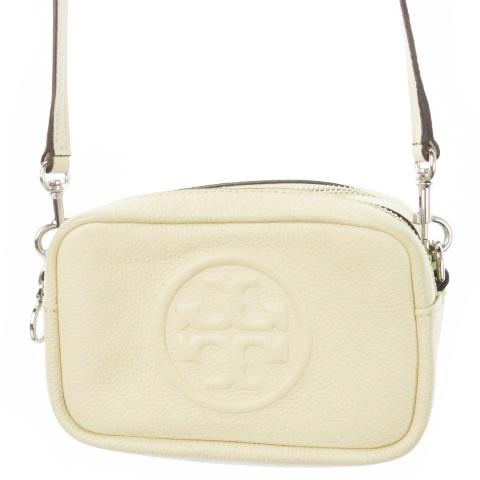 トリーバーチ 白エナメルレザー 斜めがけクロスボディショルダーバッグ