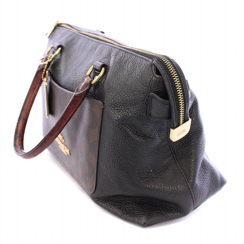 COACH コーチ ハンドバッグ シグネチャー レザー PVC 切替 ロゴ  