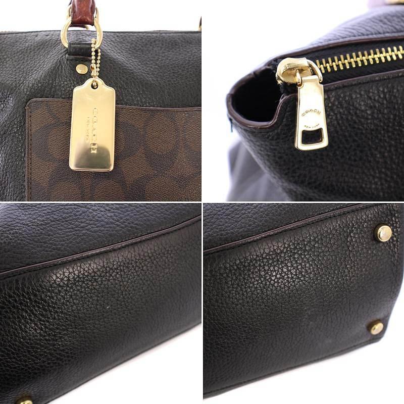 COACH コーチ ハンドバッグ シグネチャー レザー PVC 切替 ロゴ  